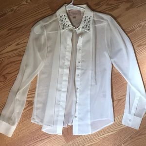 White button up pretty embellishment